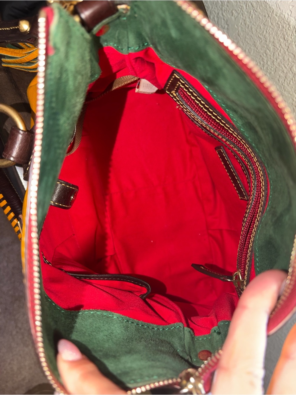 Dooney and Bourke Florentine Stanwich Satchel - Yellow & Brown - Picture 8 of 13